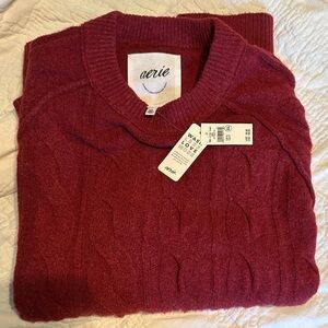 NWT Aerie Burgundy Crewneck Sweater